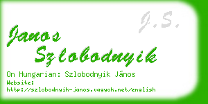 janos szlobodnyik business card